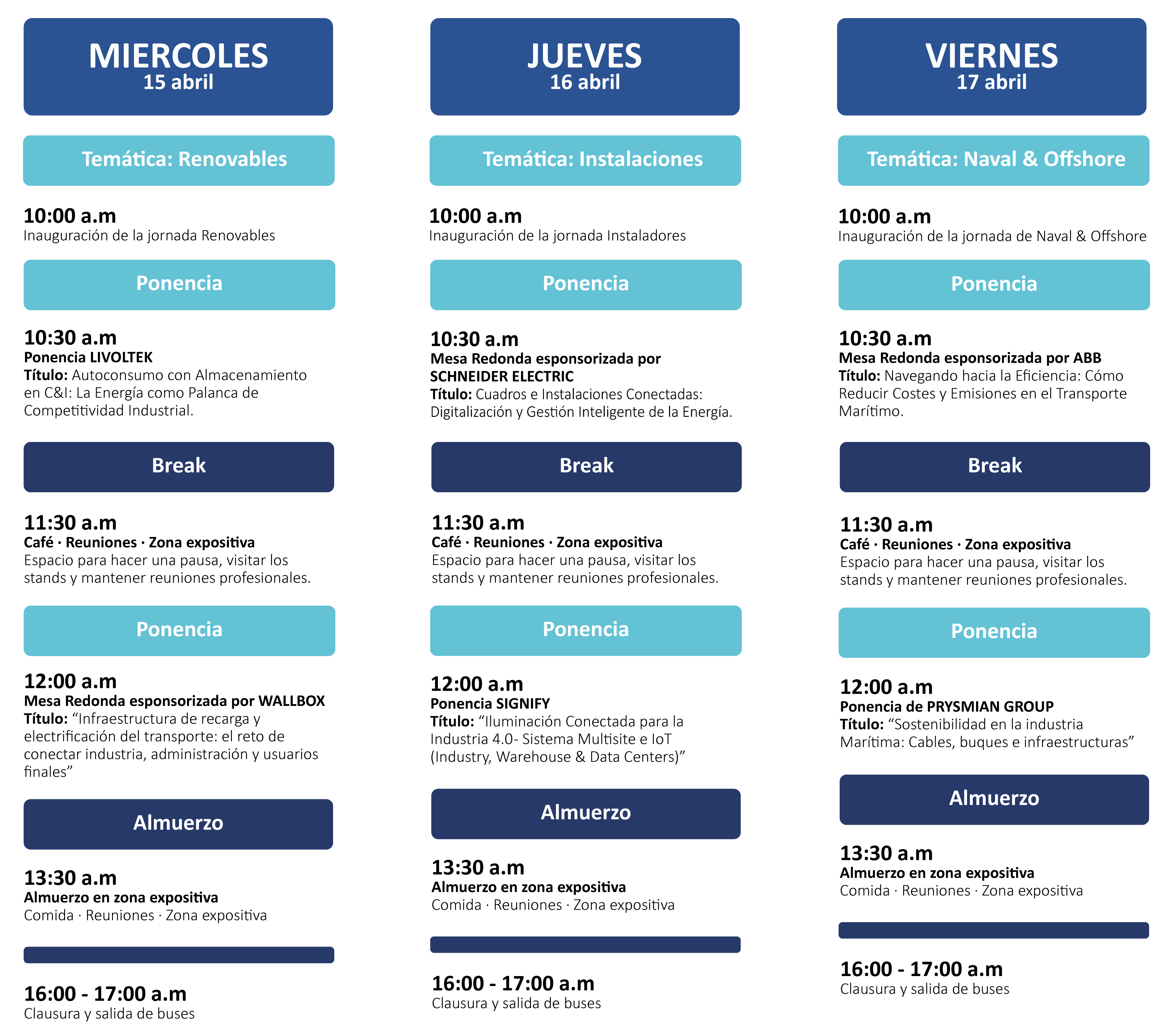 Programa diario y horario de actividades
